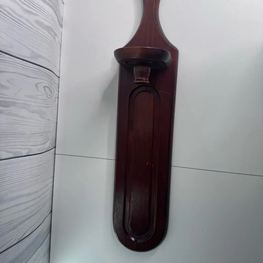 Vintage Wooden Candle Wall Sconces 15” Tall Primitive